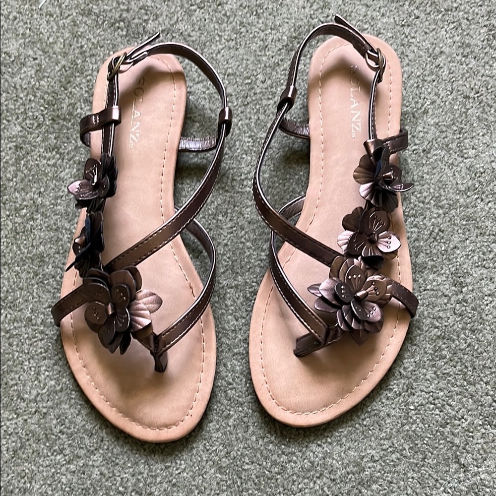 Brown Floral Sandals